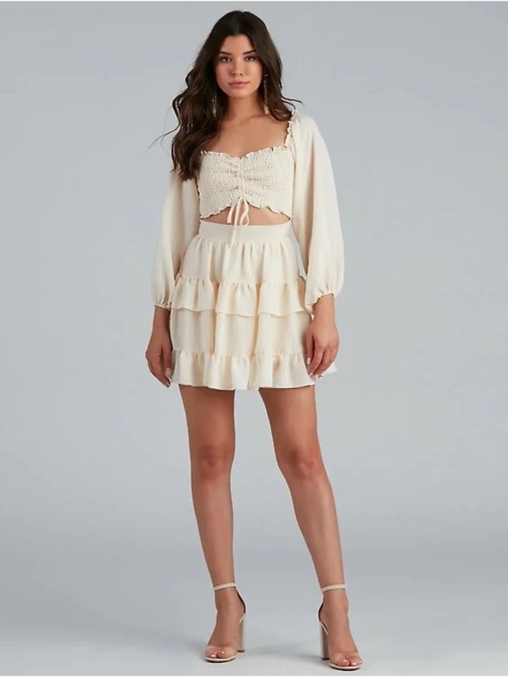 Tiered Ruffle Mini dress in Cream